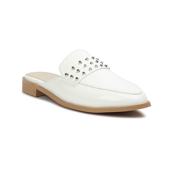 Rag & Co Shoes - Rag And Co Womens White Studded Flat Mules 10
